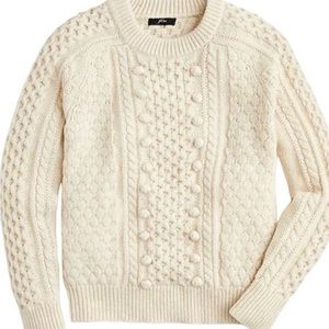 J. Crew Lambs Wool Blend Popcorn Deco Cable Knit Pullover Sweater Size S